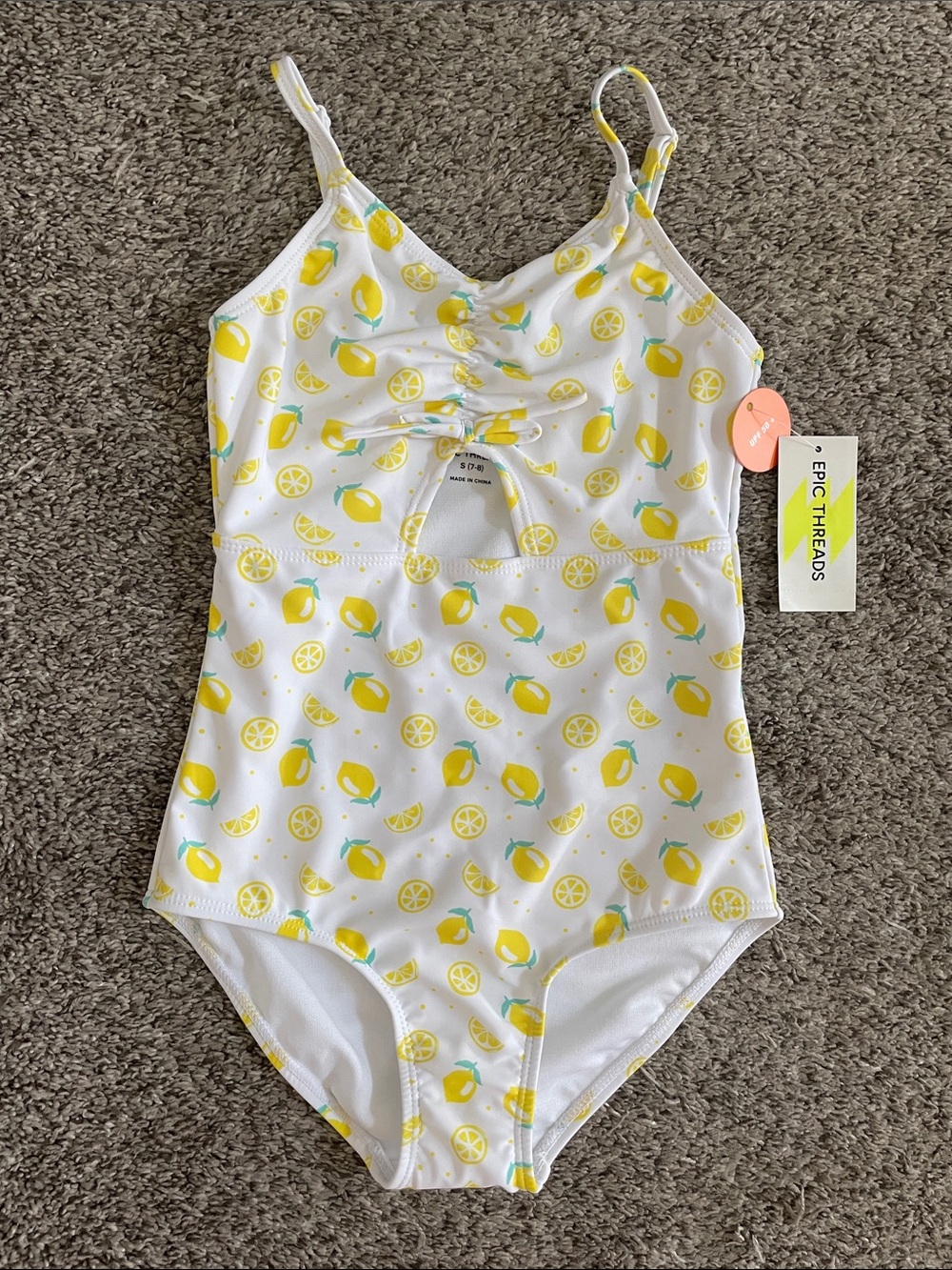 Epic Threads One-Piece Swimsuit with Yellow Lemon Print